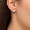 6.5mm White Lab-Created Sapphire Ornate Outer Edge Vintage-Style Stud Earrings in Sterling Silver
