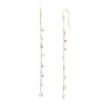 Thumbnail Image 1 of 4.0mm Faceted White Lab-Created Sapphire Dangle Station Linear Chain Drop Earrings in 18K Gold Over Silver