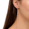 Thumbnail Image 2 of 4.0mm Faceted White Lab-Created Sapphire Dangle Station Linear Chain Drop Earrings in 18K Gold Over Silver
