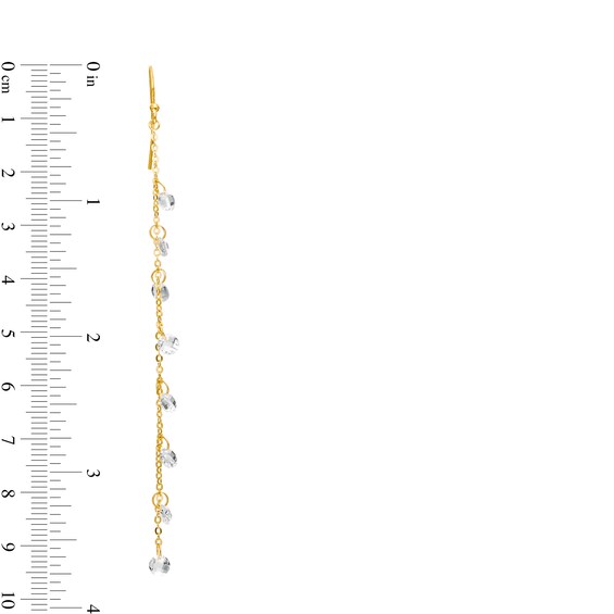 4.0mm Faceted White Lab-Created Sapphire Dangle Station Linear Chain Drop Earrings in 18K Gold Over Silver