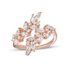 Thumbnail Image 1 of Marquise and Round White Lab-Created Sapphire Leaf Branch Bypass  Wrap Ring in 18K Rose Gold Over Silver