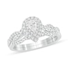 Thumbnail Image 0 of 1/2 CT. T.W. Pear-Shaped Diamond Double Frame Multi-Row Bridal Set in 10K White Gold