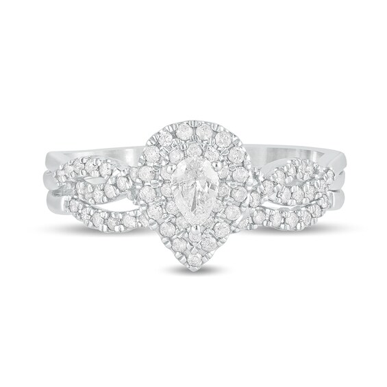 1/2 CT. T.w. Pear-Shaped Diamond Double Frame Multi-Row Bridal Set in 10K White Gold