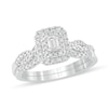 Thumbnail Image 1 of 1/2 CT. T.W. Emerald-Cut Diamond Double Frame Multi-Row Bridal Set in 10K White Gold