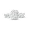 Thumbnail Image 4 of 1/2 CT. T.W. Emerald-Cut Diamond Double Frame Multi-Row Bridal Set in 10K White Gold