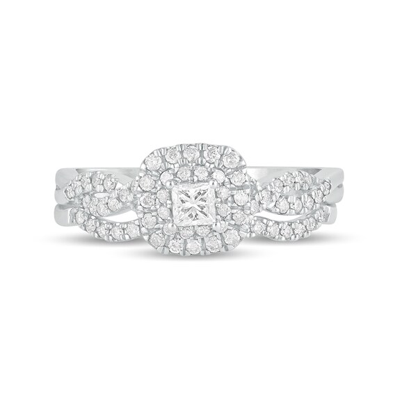 1/2 CT. T.w. Princess-Cut Diamond Double Cushion-Shaped Frame Multi-Row Bridal Set in 10K Gold