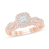 Thumbnail Image 1 of 1/2 CT. T.W. Princess-Cut Diamond Double Cushion-Shaped Frame Multi-Row Bridal Set in 10K Rose Gold