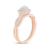 Thumbnail Image 2 of 1/2 CT. T.W. Princess-Cut Diamond Double Cushion-Shaped Frame Multi-Row Bridal Set in 10K Rose Gold