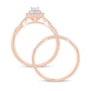 Thumbnail Image 3 of 1/2 CT. T.W. Princess-Cut Diamond Double Cushion-Shaped Frame Multi-Row Bridal Set in 10K Rose Gold
