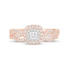 Thumbnail Image 4 of 1/2 CT. T.W. Princess-Cut Diamond Double Cushion-Shaped Frame Multi-Row Bridal Set in 10K Rose Gold