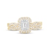 Thumbnail Image 4 of 1/2 CT. T.W. Emerald-Cut Diamond Double Frame Multi-Row Bridal Set in 10K Gold