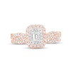 Thumbnail Image 4 of 1/2 CT. T.W. Emerald-Cut Diamond Double Frame Multi-Row Bridal Set in 10K Rose Gold