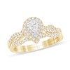 Thumbnail Image 1 of 1/2 CT. T.W. Pear-Shaped Diamond Double Frame Multi-Row Bridal Set in 10K Gold