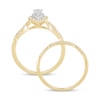 Thumbnail Image 3 of 1/2 CT. T.W. Pear-Shaped Diamond Double Frame Multi-Row Bridal Set in 10K Gold