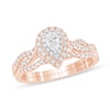 Thumbnail Image 1 of 1/2 CT. T.W. Pear-Shaped Diamond Double Frame Multi-Row Bridal Set in 10K Rose Gold