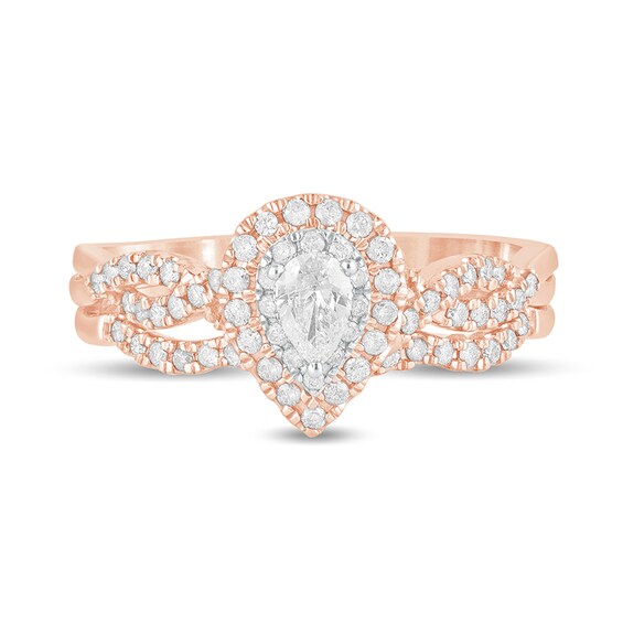 1/2 CT. T.w. Pear-Shaped Diamond Double Frame Multi-Row Bridal Set in 10K Rose Gold