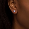 Thumbnail Image 2 of 6.0mm Blue Lab-Created Sapphire Solitaire Stud Earrings in Sterling Silver