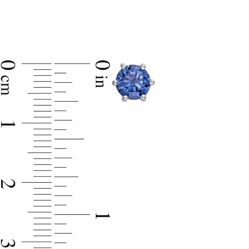 Main Image 3 of 6.0mm Blue Lab-Created Sapphire Solitaire Stud Earrings in Sterling Silver
