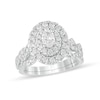 Thumbnail Image 1 of 1-1/2 CT. T.W. Oval Diamond Double Frame Multi-Row Bridal Set in 10K White Gold