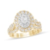 Thumbnail Image 0 of 1-1/2 CT. T.W. Oval Diamond Double Frame Multi-Row Bridal Set in 10K Gold