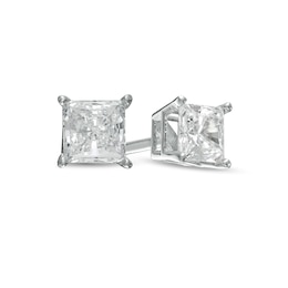 1/2 CT. T.W. Certified Princess-Cut Lab-Grown Diamond Solitaire Stud Earrings in 14K White Gold (F/SI2)