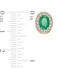 Thumbnail Image 3 of Oval Emerald and 1/8 CT. T.W. Diamond Frame Ornate Stud Earrings in 10K Gold