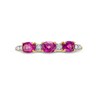 Thumbnail Image 4 of Sideways Oval Rhodolite Garnet and 1/15 CT. T.W. Diamond Three Stone Ring in 10K Gold