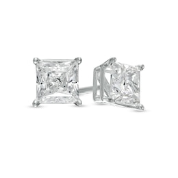 1 CT. T.W. Certified Princess-Cut Lab-Grown Diamond Solitaire Stud Earrings in 14K White Gold (F/SI2)