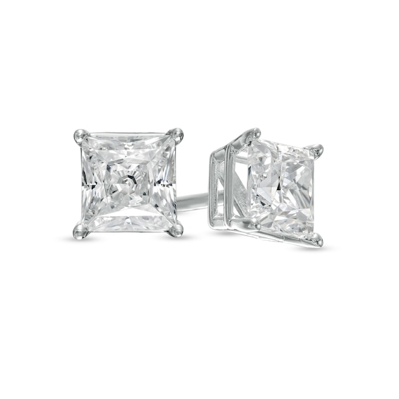 1 CT. T.w. Certified Princess-Cut Lab-Grown Diamond Solitaire Stud Earrings in 14K White Gold (F/Si2)
