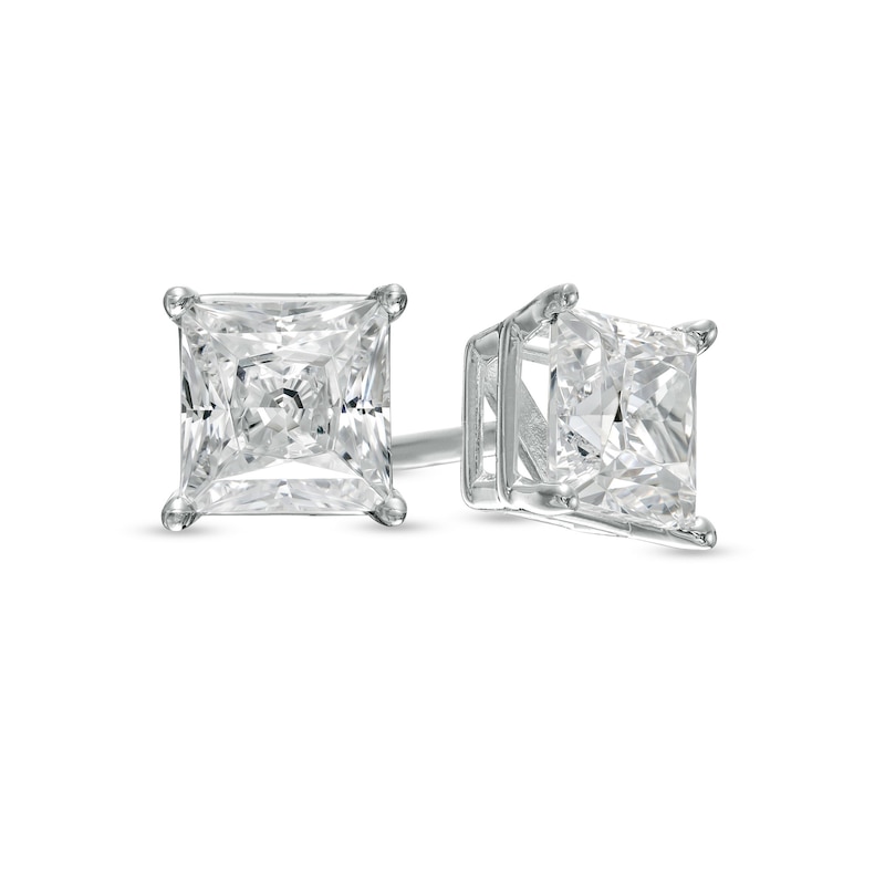 1 CT. T.W. Certified Princess-Cut Lab-Created Diamond Solitaire Stud Earrings in 14K White Gold (F/SI2)