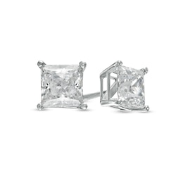 1-1/2 CT. T.W. Certified Princess-Cut Lab-Created Diamond Solitaire Stud Earrings in 14K White Gold (F/SI2)