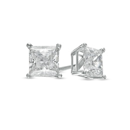 1-1/2 CT. T.W. Certified Princess-Cut Lab-Grown Diamond Solitaire Stud Earrings in 14K White Gold (F/SI2)