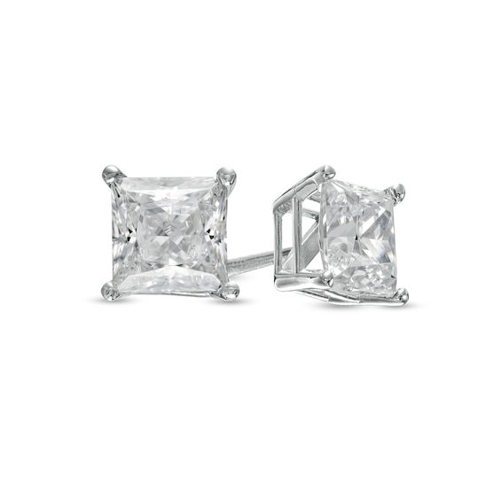 2 CT. T.w. Certified Princess-Cut Lab-Grown Diamond Solitaire Stud Earrings in 14K White Gold (F/Si2