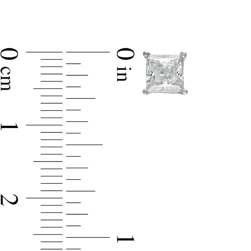 Main Image 3 of 1-1/2 CT. T.W. Certified Princess-Cut Lab-Grown Diamond Solitaire Stud Earrings in 14K White Gold (F/SI2)