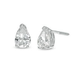 1 CT. T.W. Certified Pear-Shaped Lab-Created Diamond Solitaire Stud Earrings in 14K White Gold (F/SI2)