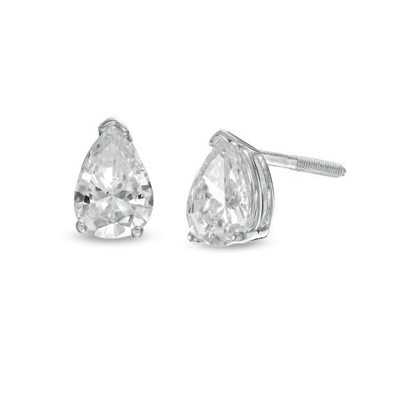 1 CT. T.w. Certified Pear-Shaped Lab-Grown Diamond Solitaire Stud Earrings in 14K White Gold (F/Si2)