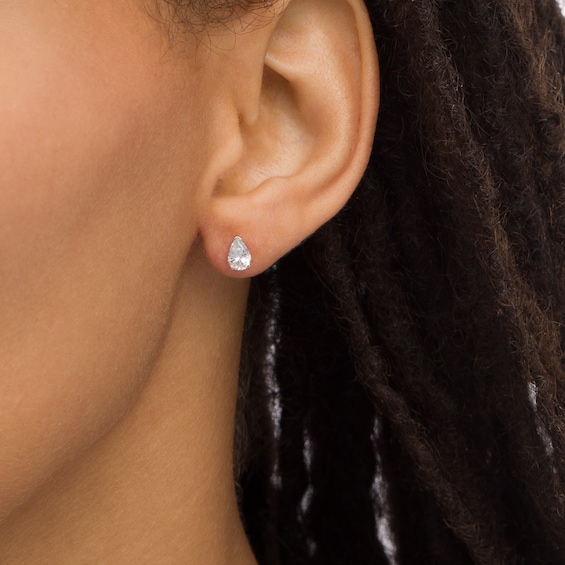 1 CT. T.w. Certified Pear-Shaped Lab-Grown Diamond Solitaire Stud Earrings in 14K White Gold (F/Si2)