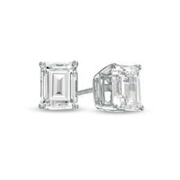 1 CT. T.W. Certified Emerald-Cut Lab-Grown Diamond Solitaire Stud Earrings in 14K White Gold (F/SI2)