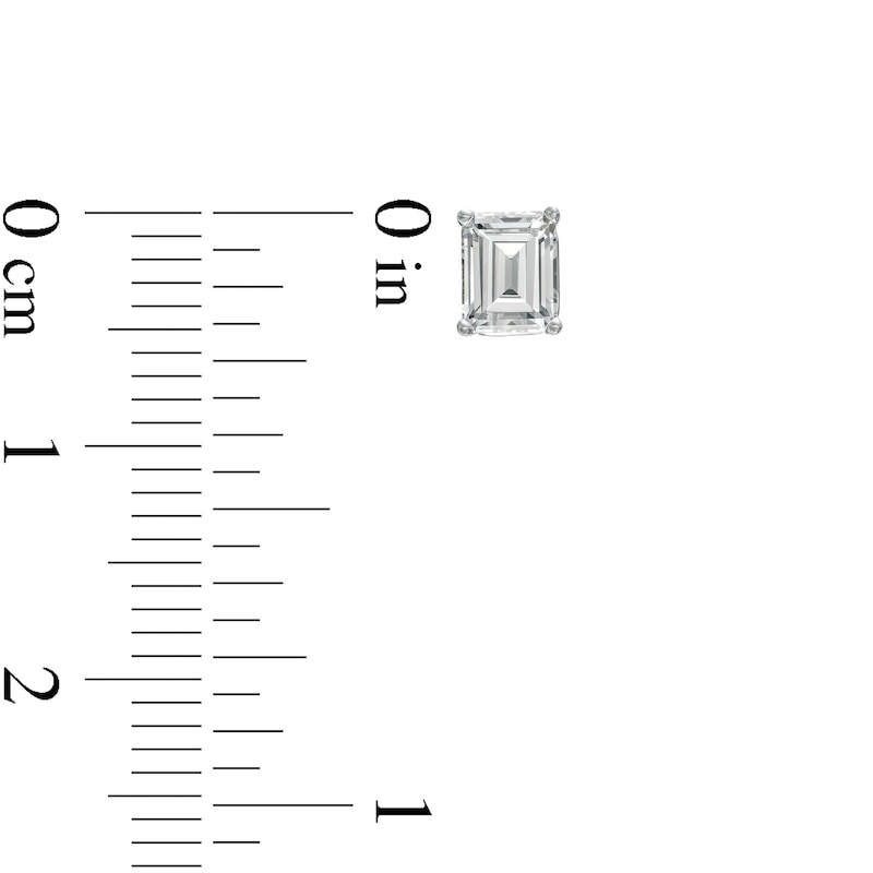 Main Image 3 of 1 CT. T.W. Certified Emerald-Cut Lab-Grown Diamond Solitaire Stud Earrings in 14K White Gold (F/SI2)