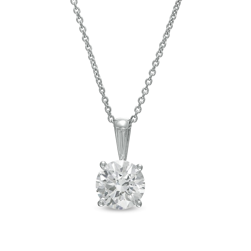 14K White Gold Diamond Solitaire Necklace