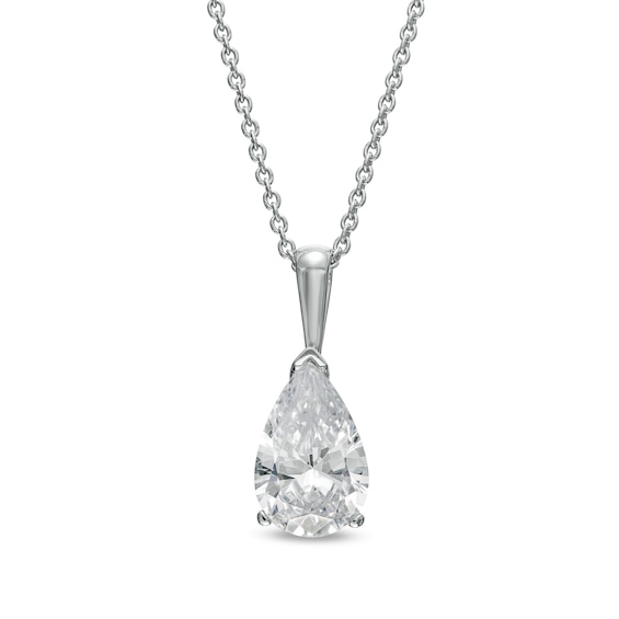 1 CT. Certified Pear-Shaped Lab-Grown Diamond Solitaire Pendant in 14K White Gold (F/Si2)