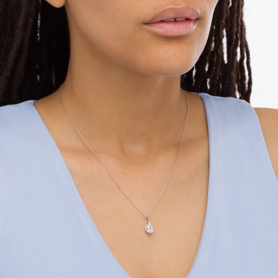 1 CT. Certified Pear-Shaped Lab-Grown Diamond Solitaire Pendant in 14K White Gold (F/Si2)