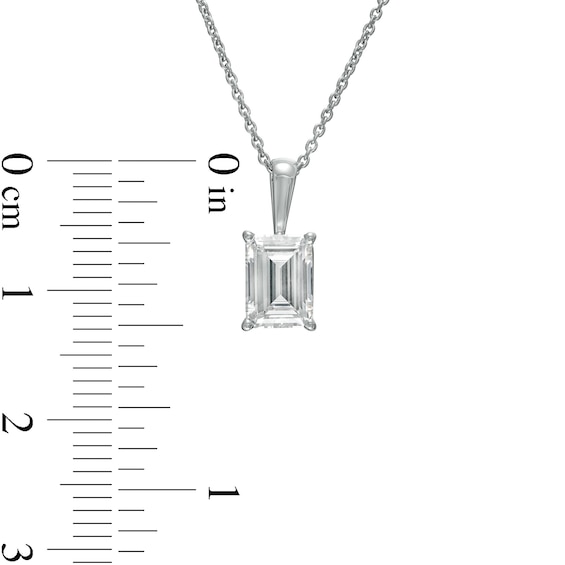 1 CT. Certified Emerald-Cut Lab-Grown Diamond Solitaire Pendant in 14K White Gold (F/Si2)