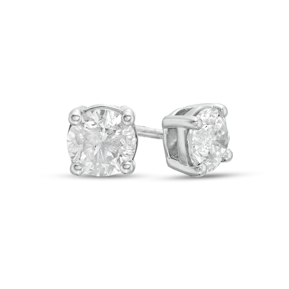 7/8 CT. T.w. Diamond Solitaire Stud Earrings in 14K White Gold (J/I3)