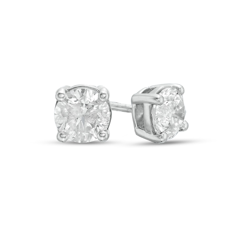 Main Image 1 of 7/8 CT. T.W. Diamond Solitaire Stud Earrings in 14K White Gold (J/I3)