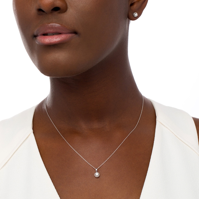 Main Image 2 of 1/5 CT. T.W. Diamond Solitaire Pendant and Stud Earrings Set in Sterling Silver (J/I3)