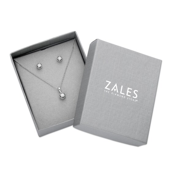 1/5 CT. T.w. Diamond Solitaire Pendant and Stud Earrings Set in Sterling Silver (J/I3)