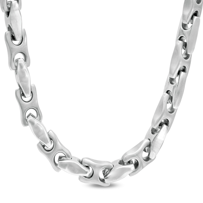 Men's Fancy Link Necklace in Stainless Steel - 24""