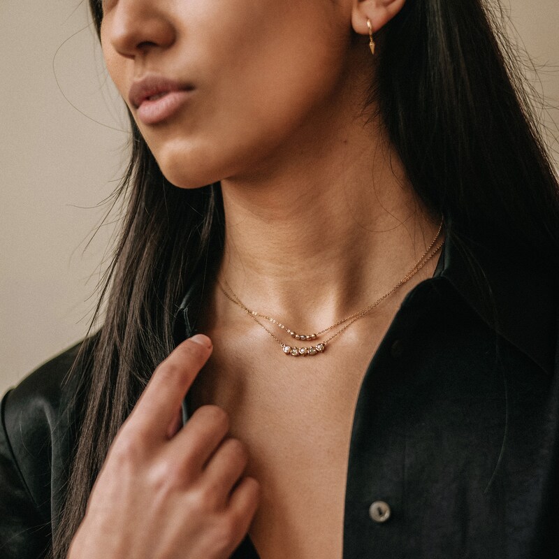 Elliot Young Five Bead Necklace in 14K Two-Tone Gold