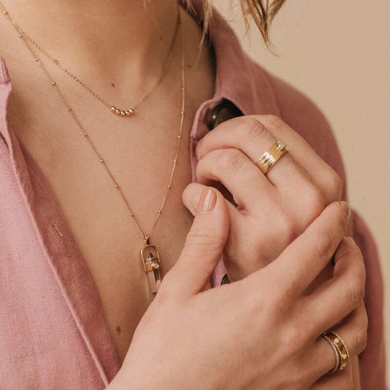 Elliot Young Five Bead Necklace in 14K Two-Tone Gold